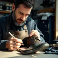 James D. repairing shoes with precision tools